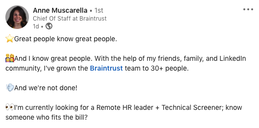 Braintrust growth report july 8 2021 anne chief of staff