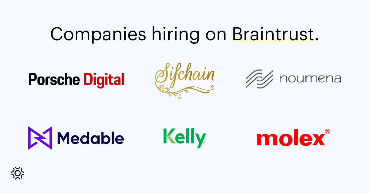 Companies hiring on Braintrust July 22 2023