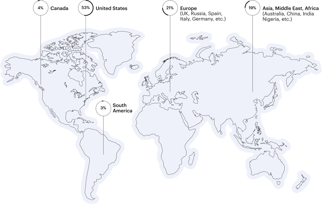 Map of Braintrust Talent Around the World